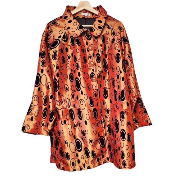 UBU Size L Jacket Shimmery Orange Black Geometric Statement Eye-catching - Picture 5 of 9